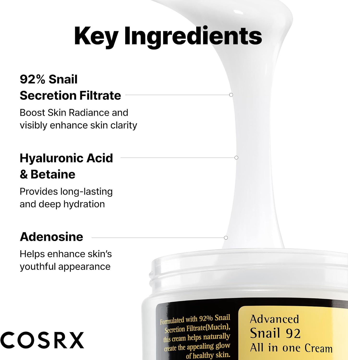 COSRX Advanced Snail 92% Mucin Face Cream Moisturiser 100g