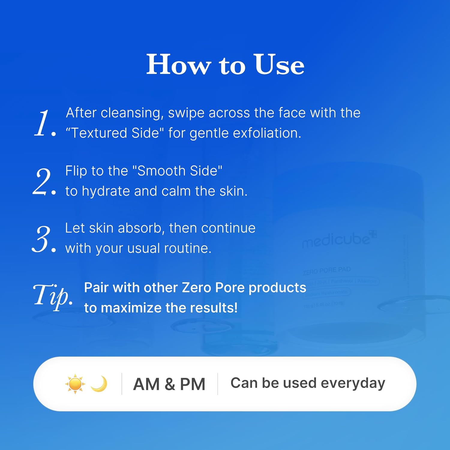 medicube Zero Pore Pads 2.0 AHA BHA Exfoliating Toner Pads 70ct